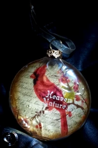 Cardinal "Heaven Nature Sing" Spherical, 3D effect, Christmas Ornament! A Beauty - Picture 1 of 2