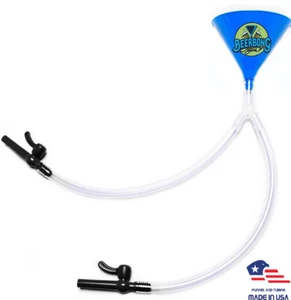 Large Double Beer Bong Funnel | Blue Funnel | Black Valve | Drinking Funnel - Picture 1 of 8