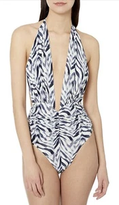 Traje de baño norma kamali una pieza XXL chevron cebra nuevo con etiquetas - Imagen 1 de 5