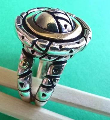 Raro anel John Atencio ouro 18K e prata esterlina, anel cúpula, tamanho 6 - Imagem 1 de 4