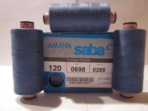 2 x 1000 m hilo de coser poliéster AMANN SABA espesor 120 vaquero azul (0,004 €/1m) - Imagen 1 de 1