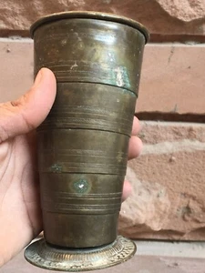 Alt Vintage sehr selten Handarbeit groß Unikat Messing Glas alt reiche Patina - Bild 1 von 12