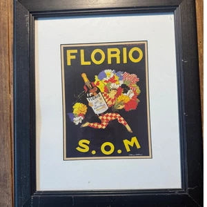 Florio S.O.M. Marsala Wein Poster Druck, gerahmt, Cappiello Stil, Harlekin - Bild 1 von 8