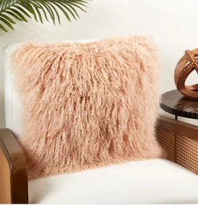 Iyana Wolle Fell Überwurf Kissen Poly Füllung 16x16" Rose Paar 2 - Bild 1 von 8