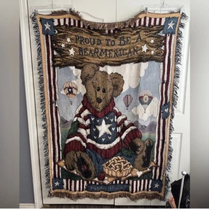 Boyd’s Bears & Friends Proud To Be A Bearmerican Tapestry Woven Throw Blanket  - Picture 1 of 4