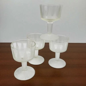 Mid Century Modern Set di (4) Calici Profumo Triangolo Smerigliato Raso Trasparente Pesanti - Foto 1 di 9
