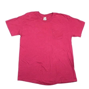 Vintage 80s 90s Hanes Mens Large 42-44 Red Pocket Single Stitch TShirt USA 50/50 - Picture 1 of 8