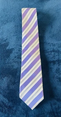 Галстук шелковый Donald Trump фирменный лавандовый и серый в полоску - Изображение 1 из 3