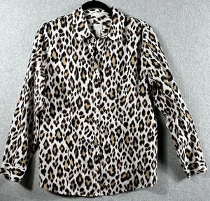 Chicos No Iron Long Sleeve Shirt Womens Leopard Button Up Size 2 - Picture 1 of 7
