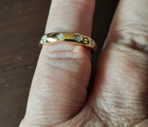 White Diamond Ring, in Vermeil 18Kt yellow Gold on Sterling Silver UK J - Picture 1 of 7