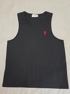 Ami Paris Alexandre Mattiussi De Coeur Heart Black Tank Top SZ Medium - Picture 1 of 11