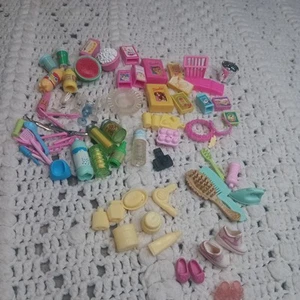 Barbie 45+ Accessories LOT Kitchen Bathroon Camera Shoes Brush Pet Food Utensils - Picture 1 of 7