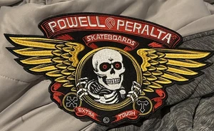 Powell Peralta Rückenaufnäher Top Rocker Old School VCJ Totenkopf Flügel tolle Form 11 Zoll - Bild 1 von 5
