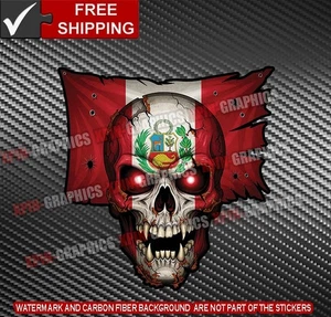 Calcomanía de vinilo peruano calavera bandera país Perú A - Imagen 1 de 2