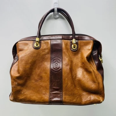 Bolso de cuero a cuadros marrón Marino Orlandi para mujer Foto 1 de 4