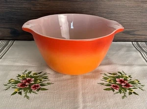 Vintage Fire King Anchor Hocking OMBRE Orange Handled Bowl MCM Retro Kitchen - Picture 1 of 15