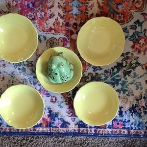 Set of 5 Buttercup Federalist Ironstone Soup Cereal Berry Bowls 4239 Nice - Picture 1 of 5