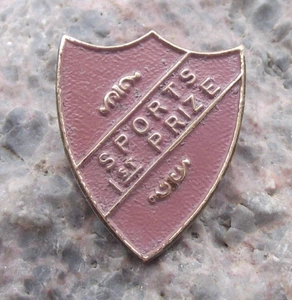 Vintage School Sports Day Award 1st First Prize Mauve Purple Shield Pin Badge - Picture 1 of 2
