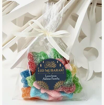 TREASURED FOREVER Personalised Eid Mubarak Sweet bag & Stickers Ramadan Kareem Halal gift
