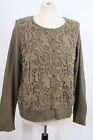 J Jill M Olive Green Floral Lace Overlay Cotton Button-Front Cardigan Sweater