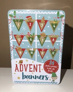Advent Banner Calendar Decoration Kit & Tin Box Felt Christmas 24 Pockets - Picture 1 of 3