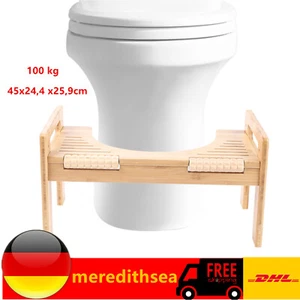 Toilettenhocker Holz klohocker Erwachsene toilettenhocker aus Bambus WC Hocker - Bild 1 von 10