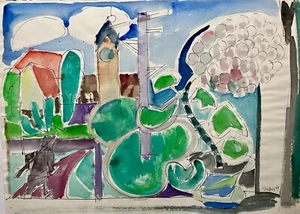 „Siena Italy" | Aquarell Abstrakt | Franz Ruffing 1949 | 60x81 cm - Bild 1 von 1