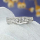 Wave Style Engagement Ring 14K White Gold Glittering Moissanite 0.47CT Round Cut