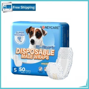 50 Pack Waist Disposable Dog Diapers Male wraps Belly Bands Pet Soft(Small Size) - Picture 1 of 6
