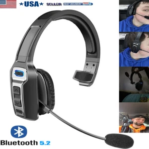 Trucker Wireless Headset Bluetooth 5.2 Earpiece Mic Earpad with Noise Cancelling - Picture 1 of 8