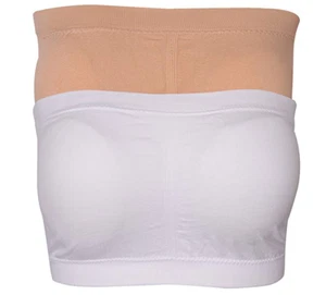 Fasoar Women's Bandeau Bra Strapless Seamless Padded Tube Bra Top 2 Pack Size M - Picture 1 of 3