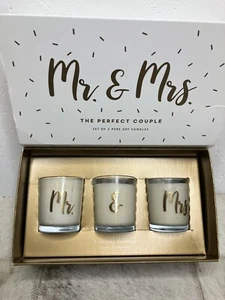 Juego de 3 velas de soja pura Wedding Mr & Mrs The Perfect Couple - Imagen 1 de 5