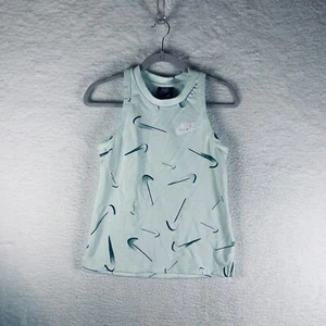 Nike Tank Top Girl Large Lite Teal All Over Print Cotton Slim-Fit Pullover 7386 - Picture 1 of 8