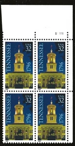 US Scott #3070, Plate Block 1996 Tennessee 32c FVF MNH Upper Right - Picture 1 of 1