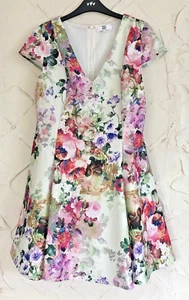 TRUE DECADENCE Vintage Dress UK 14 Floral Design Net Underskirt Fit & Flare VGC - Picture 1 of 11