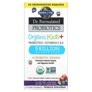 Dr. Formulated Probiotics, Organic Kids +, Tasty Organic Berry Cherry, 30 Yummy