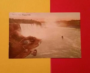 "POSTAL RARA DE COLECCIÓN DÉCADA DE 1940 COLOR ""CATARATAS DEL NIÁGARA - VISTA GENERAL"" con BARCOS - Imagen 1 de 1