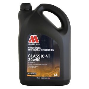 Millers Oils Classic 4T 20w-50 Mineral Motorcycle Engine Oil - 4 Litres