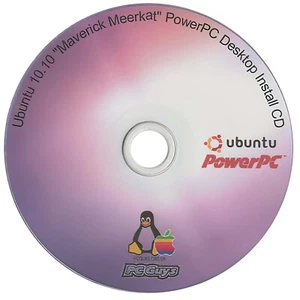 Ubuntu 10.10 Maverick Meerkat PowerPC Desktop Edition DVD Apple Mac G4 G5 iMac - Picture 1 of 1