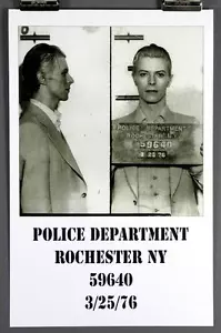 David Bowie, seltenes Mug Shot Poster, Rochester NY Police Department, Ziggy, 13x19" - Bild 1 von 1