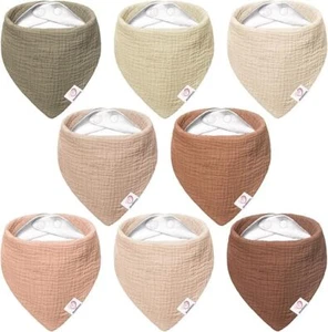 100% Cotton Muslin Baby Bibs 8-Pack Baby Bandana Drool Bibs for Unisex Baby G... - Picture 1 of 7