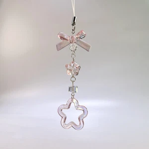 Y2K Pink Bowknot Flower Phone Chain Cute Sweet Mobile Phone Lanyard Keychain - Zdjęcie 1 z 5