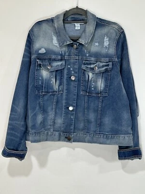 Lane Bryant Jean Jacket Women’s 22 Blue Full Snap Medium Wash Denim Long Sleeve - Image 1 of 4