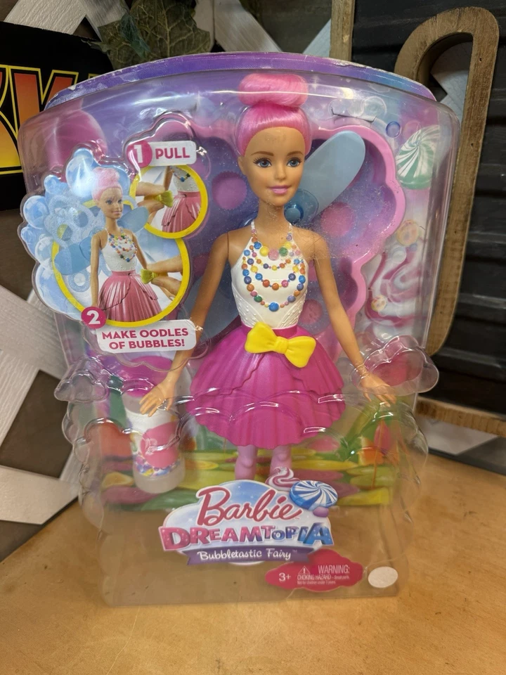 全新 芭比 Dreamtopia Bubbletastic Fairy Mattel 2016 泡泡粉色 罕见 全新 — 第 1/2 张图片