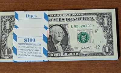 2003 $1 Federal Reserve Notes San Francisco🌟STAR🌟 Pack of 100 -- Uncirculated - Image 1 of 3
