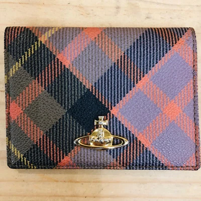 Vivienne Westwood Card Case Check Orb Green Purple Authentic Good Condition - Image 1 of 4