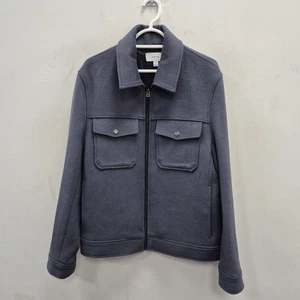 Reiss Zip Through Airforce Blue Wool Cargo Chore Jacket Size Medium Men's - Picture 1 of 10