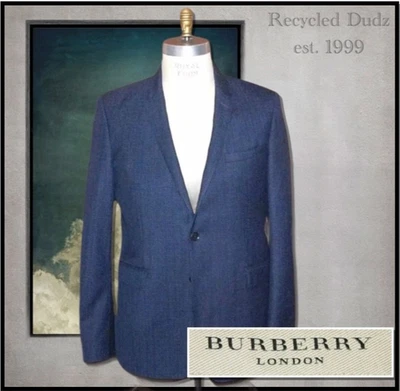 Jaqueta masculina xadrez azul blazer cotovelo BURBERRY LONDON tamanho 54 (EUA 44) - Imagem 1 de 4
