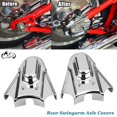 Chrome Rear Phantom Swingarm Axle Covers For Harley Heritage Softail Springer US - Image 1 of 4