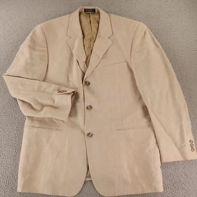 Хопсак куртка L бежевый желтовато-коричневый льняной вискозы Blazer Sport пальто Slub 44R - Изображение 1 из 4